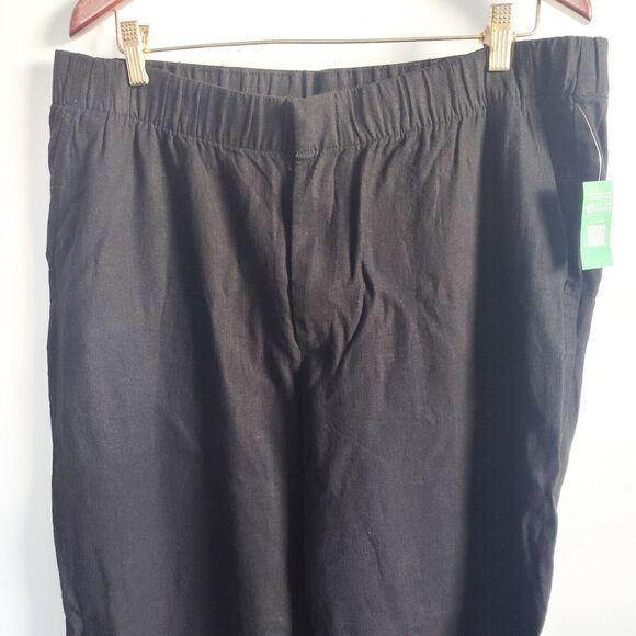 New Gap Linen Blend Pull On Wide Leg Pants Size Extra Large XL Black NWT 39"x28" - Picture 11 of 16